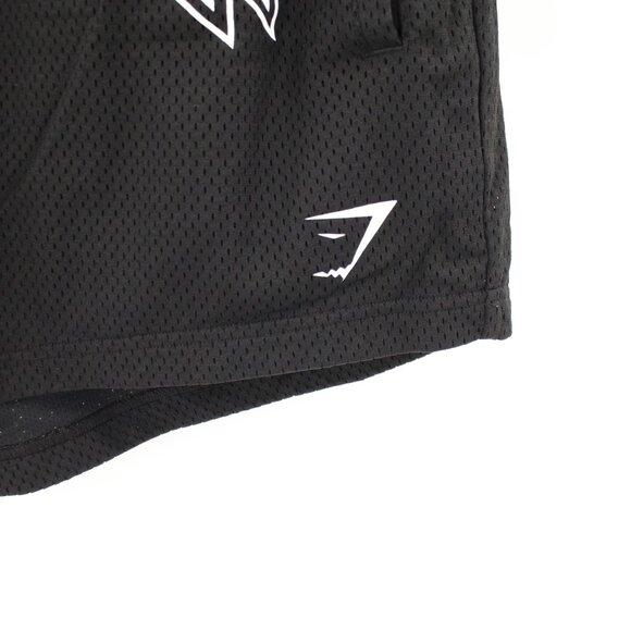 Gymshark Shorts Mens Medium Wordmark Mesh 4" Drawcord Waist black gym workout - Picture 2 of 13